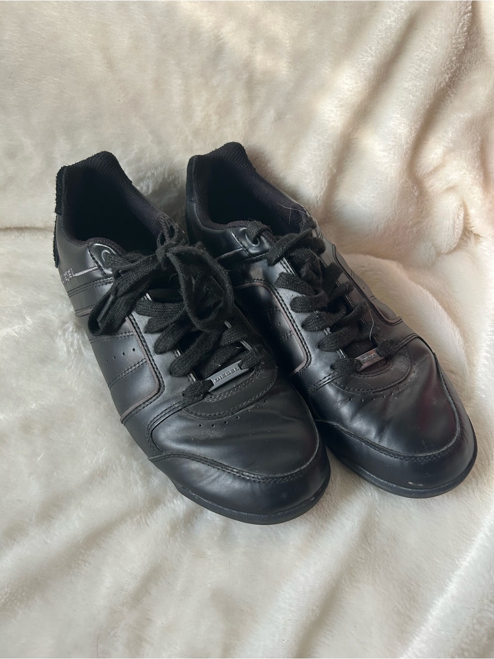 Diesel black leather hurrikane low top sneaker y2k men's 8.5